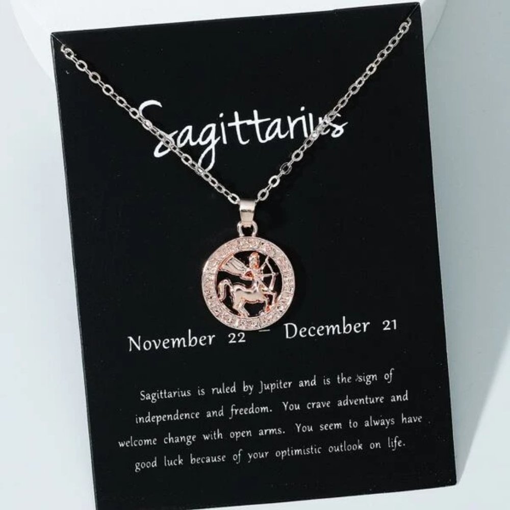 Sagittarius Zodiac Rose Gold Necklace